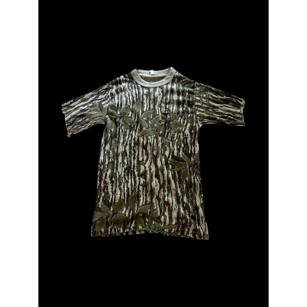Vintage Women's Real Tree Camouflage Tshirt Sz Small Cut Sleeves Y2K 90's
